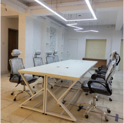 Modern Conference Table MT-110 with 96 inch laminated board top and steel base - CCraaft BD