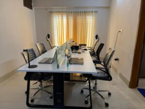 6 Seats Workstation Working Desk WS-143 - front view with glass partition