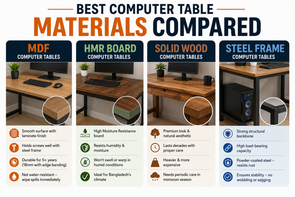 Computer Table Buying Guide Bangladesh 3 Best Computer Table Materials Compared